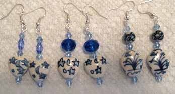 [Carolyn's blue and white earrings]