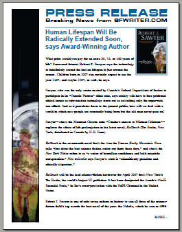 science fiction writer robert j sawyer press release index